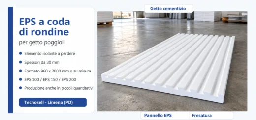 Pannello EPS a coda di rondine per getto poggioli senza spigolo tagliato